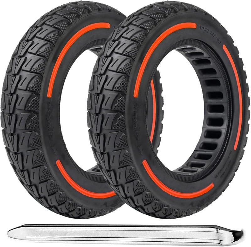 TOCBEUU 10X2.125 Inch Solid Tires for Electric Scooter, 50/75-6.1 Replacement Wheel, 10X2.125 Rubber Tyre for Gotrax G4/XR/VR& Turboant X7 MAX/Pro/M10& F25& Xiaomi M365/Pro/Pro 2/1S-Red (2PCS) - Image 1